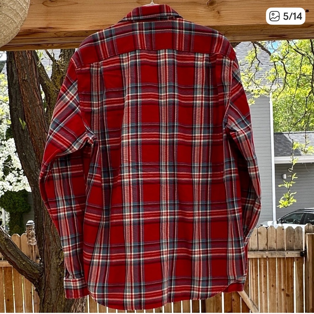J. Crew Men's Red Plaid Flannel Shirt - Picture 3 of 15